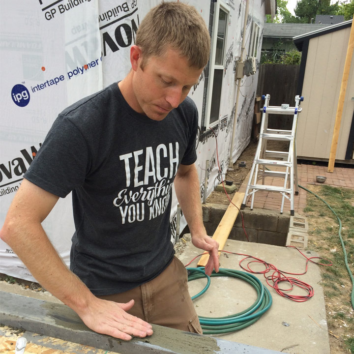 My good friend Jared Patchin building a concrete countertop. 